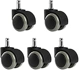LIHAO 5 Ruedas para Silla de Oficina universales Resistentes a la abrasión (Gris y Negro, 11 mm/50 mm)