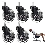 Ruedas Suaves para Silla de Oficina de 3 Pulgadas, Llantas Universales Silenciosas para Silla de Oficina, Resistente a Cargas Pesadas, 5 Pieces
