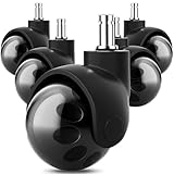 PThink Set de 5 ruedas universales para sillas de oficina, Ruedas de bola universales, Con rotación de 360° y cubierta de nylon, ruedas de repuesto de rodamiento suave, 7/16' x 7/8' (Negro)