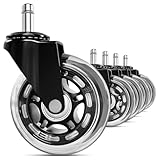 Ruedas Giratoria para Silla de Oficina Gamer Suave Mueble Ajuste Universal 3 Pulgadas Silenciosas Repuesto Rodamiento Fuerte Uso Rudo 5 unidades