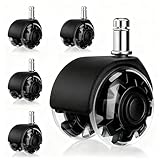 5pcs Ruedas para Silla de Oficina de 2', Llantas para Silla de Oficina de Reemplazo de Silencio de Alta Resistencia con Cuádruple Rodamiento de Bolas,Seguro para Suelos o Alfombras Rotación de 360°
