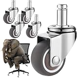 5 piezas Ruedas para Silla de Oficina de 2 Pulgadas.Ruedas para Silla Gamer.Ruedas de Goma Giratorias Silenciosas.Tipo de varilla.Hecho de acero puro, duradero, dirección flexible.