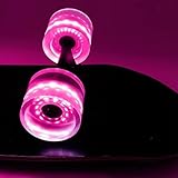 POPOL - Ruedas LED para longboard (63 x 51 mm, 4 unidades, color rosa que brillan en la oscuridad, ruedas más frescas y luminosas)
