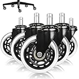Set de 5 Ruedas para Muebles de Oficina, 3 Pulgadas Ruedas para Silla de Oficina, Sin Ruido, Ruedas Pivotantes, Apto para Todos los Pavimentos