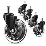 Ruedas para Silla de Oficina,Ruedas de Silla de Goma de Reemplazo de Silencio de Servicio Pesado de 3 Pulgadas, Para Que las Sillas Reemplacen las Alfombras de la Silla de Oficina, Un Ajuste Universal ,5 Piezas(11mm x 22mm)