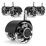 Ruedas para Silla de Oficina de 2 Pulgadas,Llantas para Silla de Oficina de Reemplazo de Silencio de Alta Resistencia con Cuádruple Rodamiento de Bolas,Seguro para Suelos o Alfombras(Negro)
